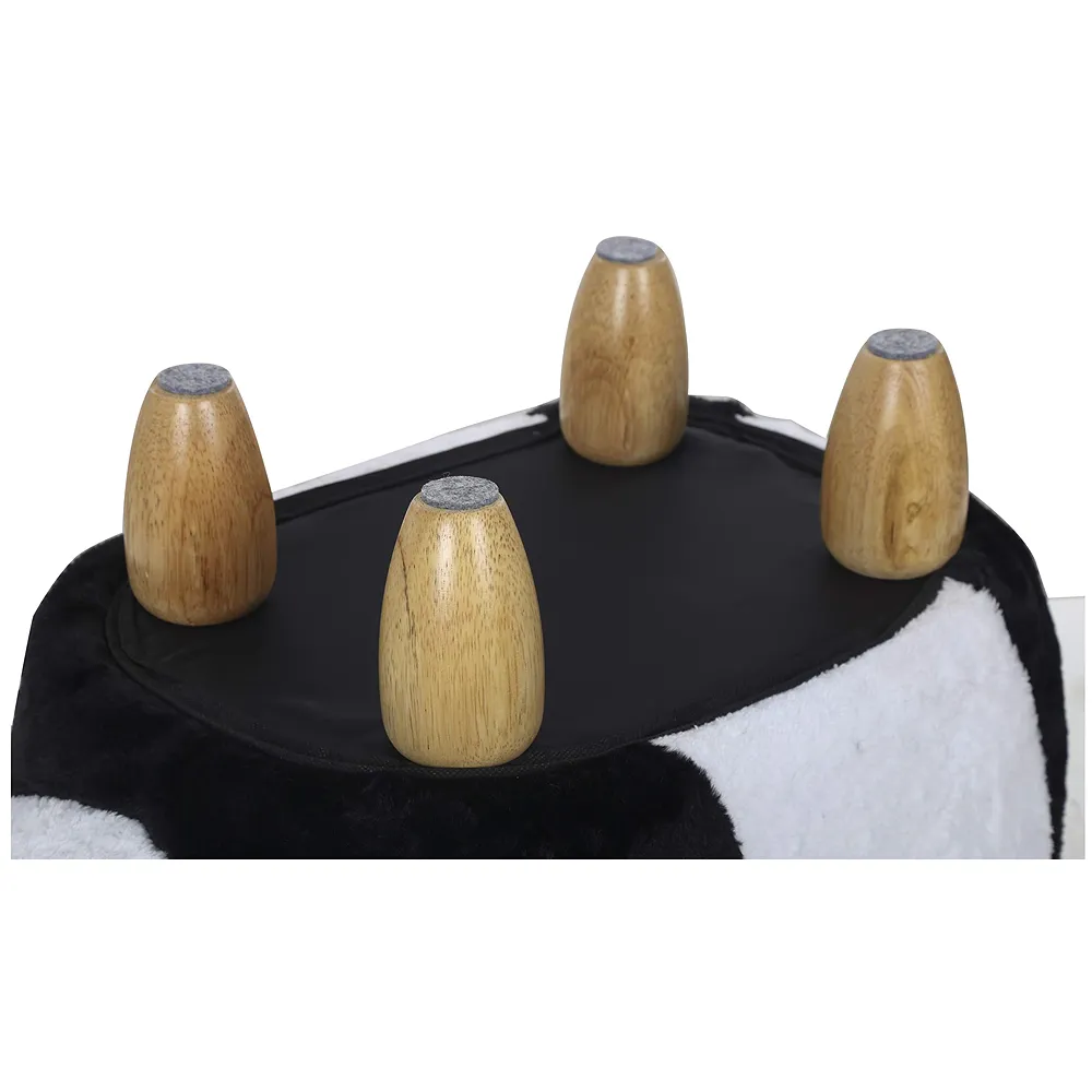 Upholstered Panda Ride-On Ottoman Footrest Stool with Vivid Adorable Animal Shape Padded Seat. (Kids and Adults, Panda) Premium