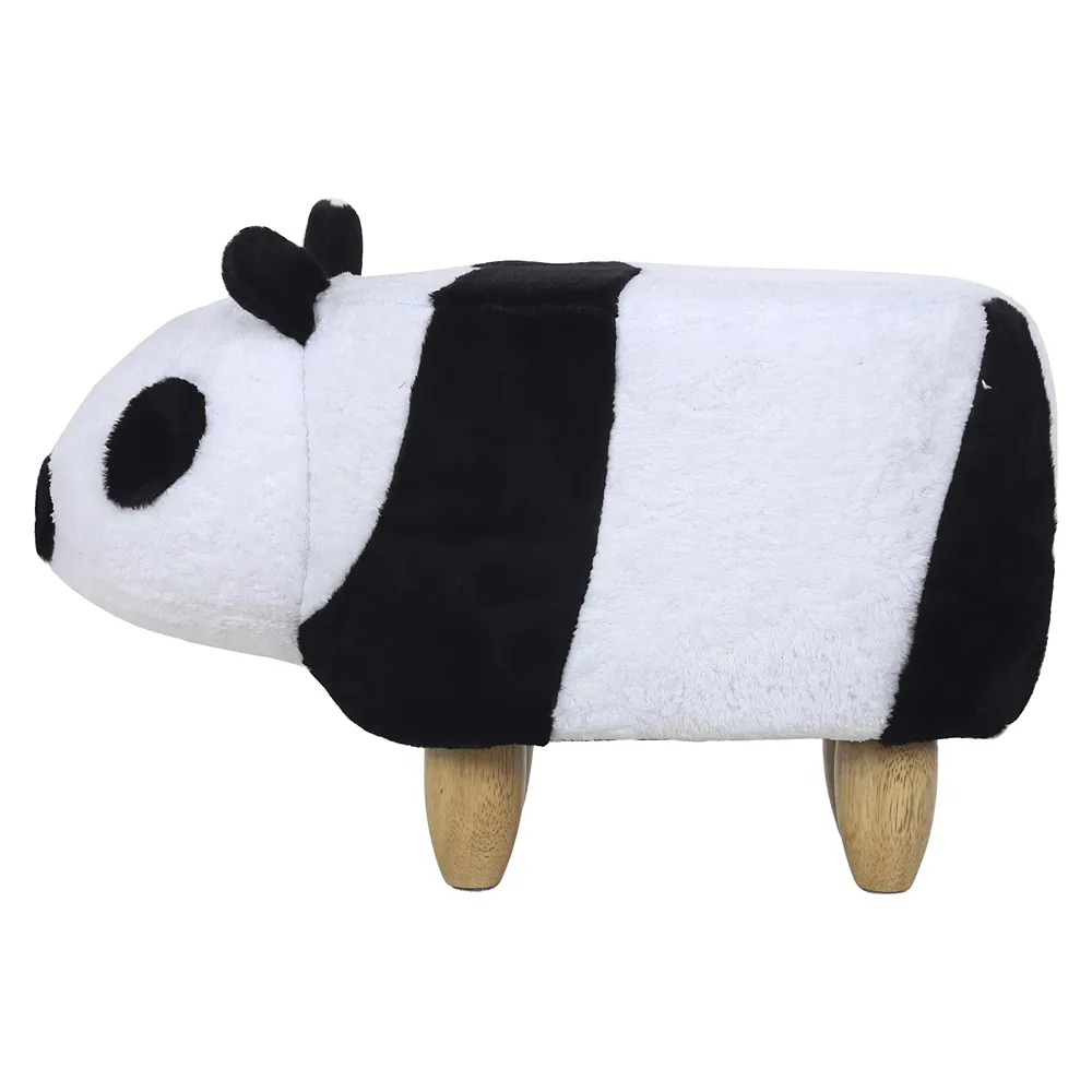 Upholstered Panda Ride-On Ottoman Footrest Stool with Vivid Adorable Animal Shape Padded Seat. (Kids and Adults, Panda) Premium