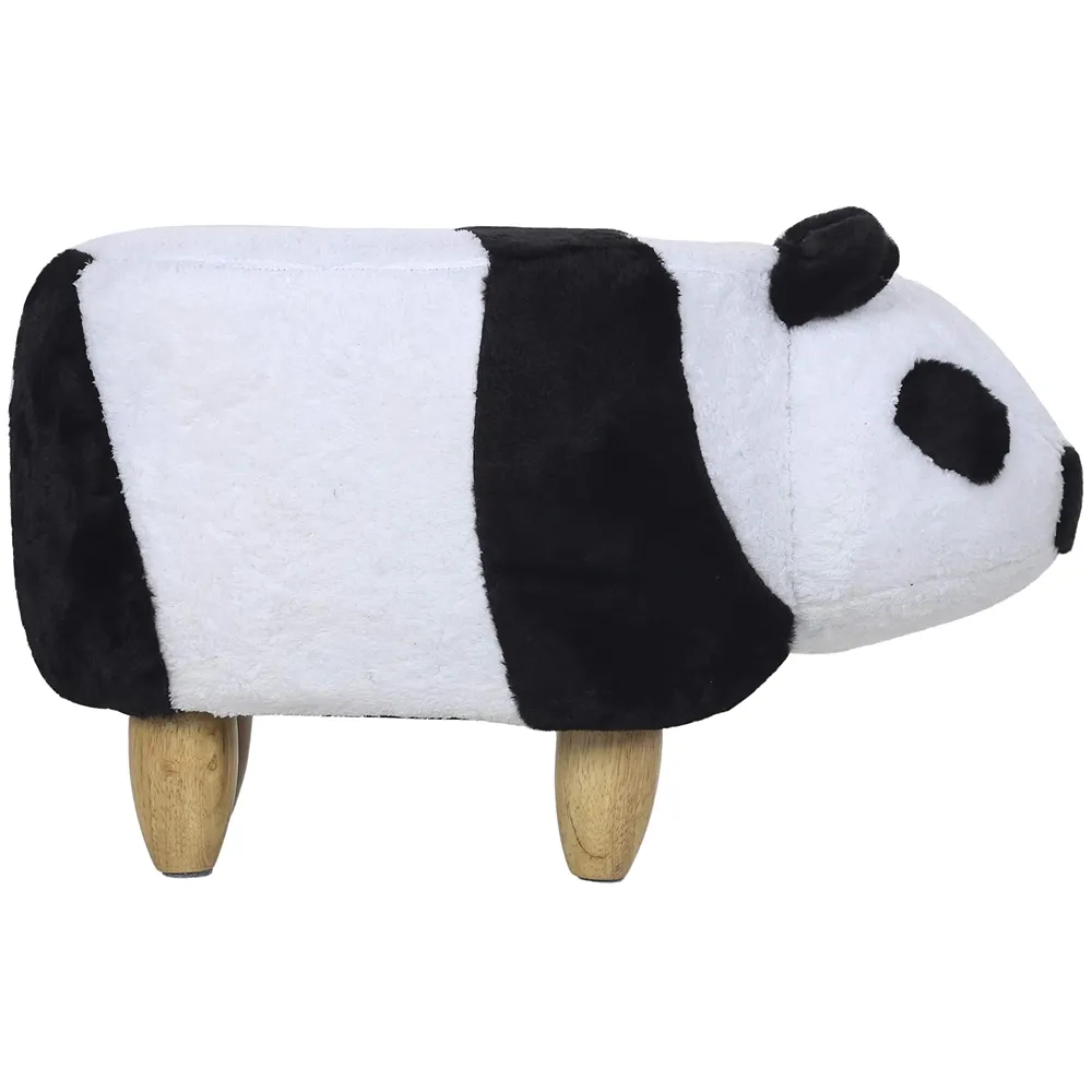 Upholstered Panda Ride-On Ottoman Footrest Stool with Vivid Adorable Animal Shape Padded Seat. (Kids and Adults, Panda) Premium