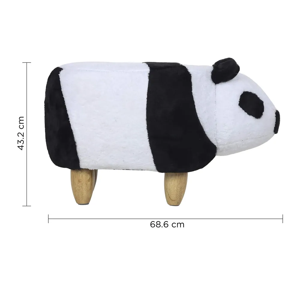 Upholstered Panda Ride-On Ottoman Footrest Stool with Vivid Adorable Animal Shape Padded Seat. (Kids and Adults, Panda)