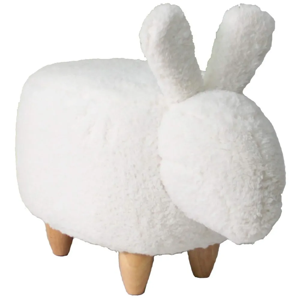 Upholstered Rabbit Ride-On Ottoman Footrest Stool with Vivid Adorable Animal Shape Padded Seat. (Kids and Adults, Rabbit)