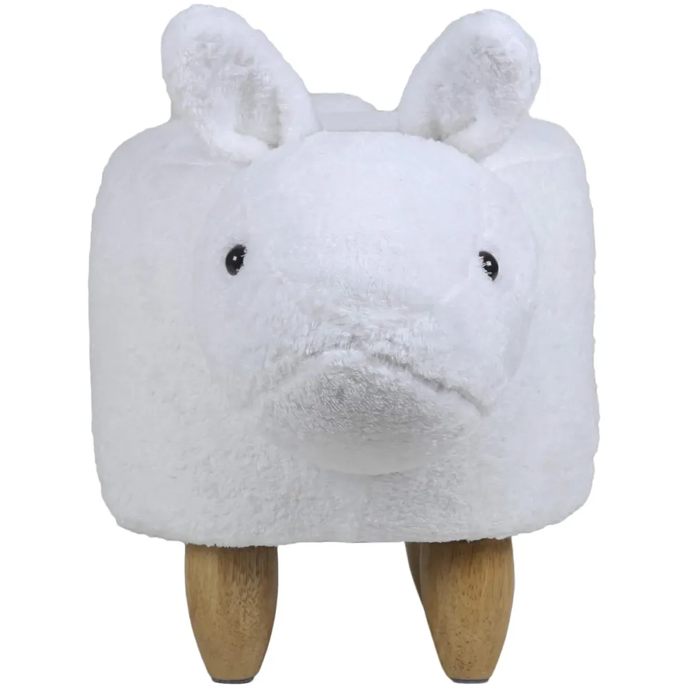 Upholstered Rabbit Ride-On Ottoman Footrest Stool with Vivid Adorable Animal Shape Padded Seat. (Kids and Adults, Rabbit)
