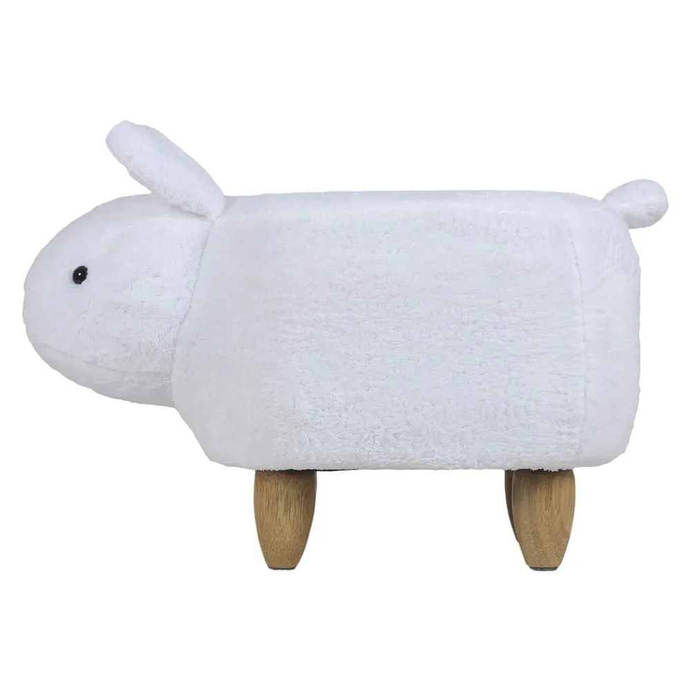 Upholstered Rabbit Ride-On Ottoman Footrest Stool with Vivid Adorable Animal Shape Padded Seat. (Kids and Adults, Rabbit)