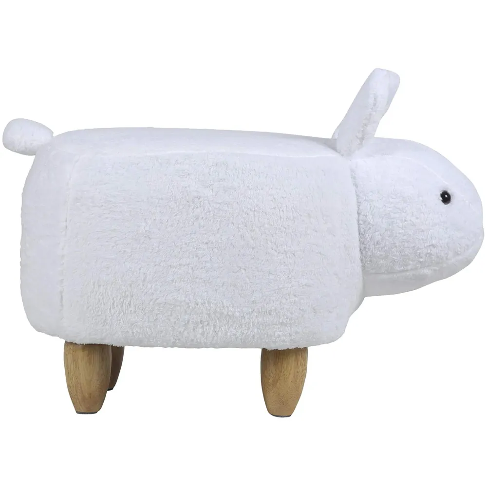 Upholstered Rabbit Ride-On Ottoman Footrest Stool with Vivid Adorable Animal Shape Padded Seat. (Kids and Adults, Rabbit)