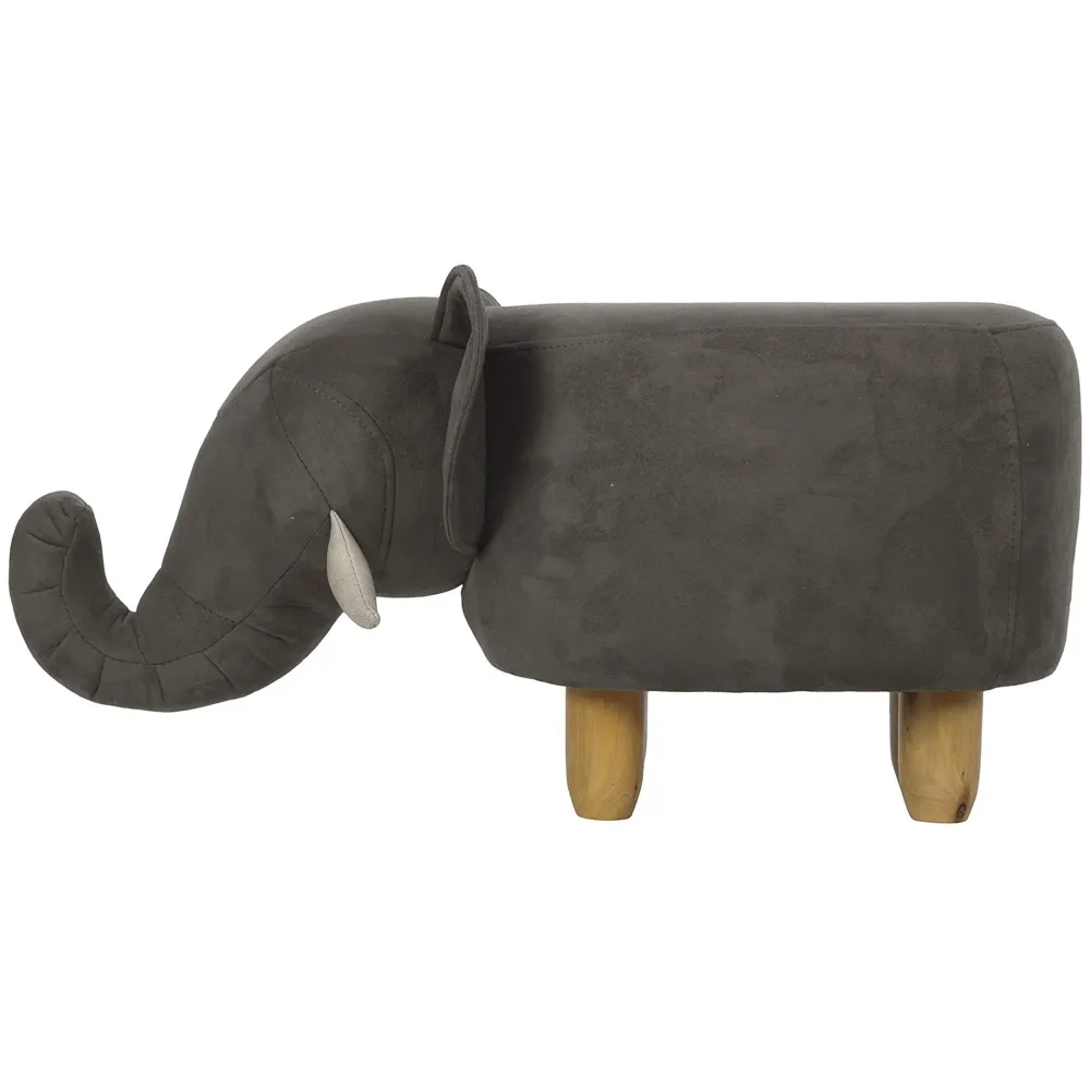 Upholstered Grey Elephant Ride-On Ottoman Footrest Stool with Vivid Adorable Animal Shape Padded Seat. (Kids and Adults, Grey Elephant)