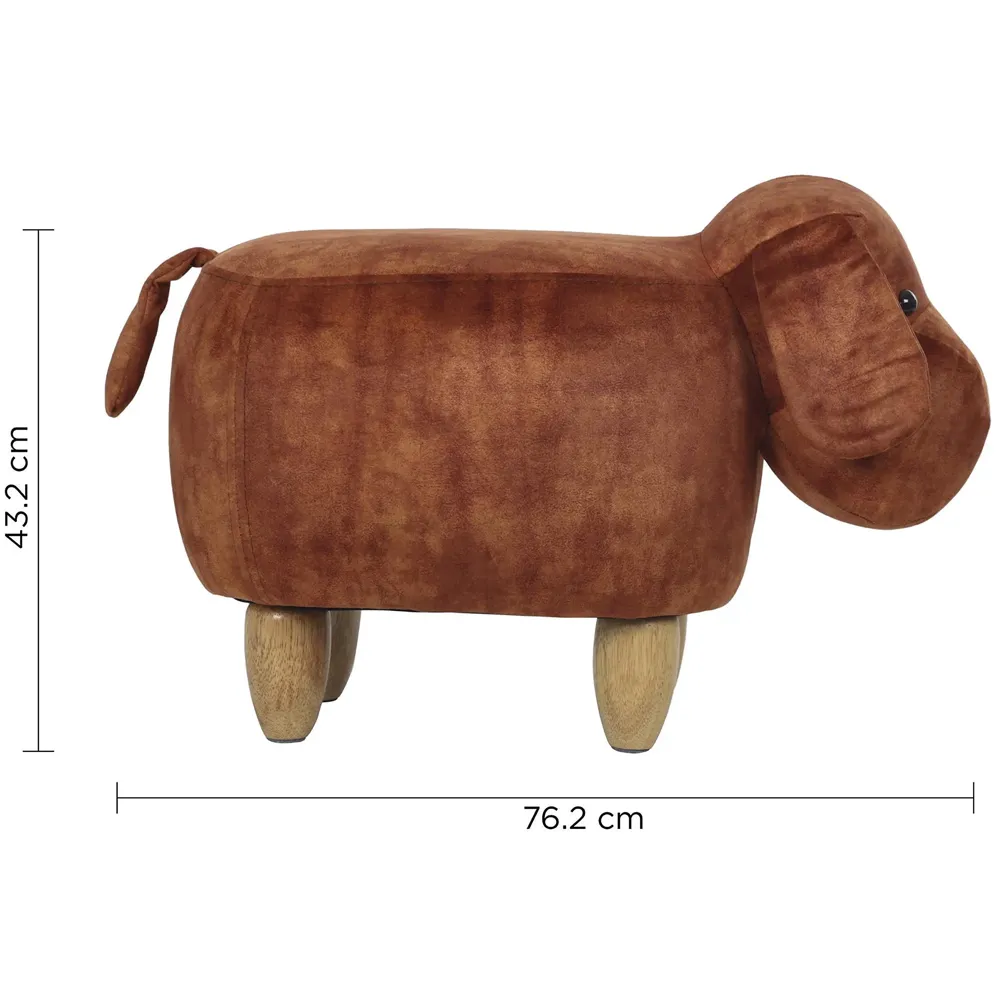 Upholstered Dog Ride-On Ottoman Footrest Stool with Vivid Adorable Animal Shape Padded Seat. (Kids and Adults, Dog)
