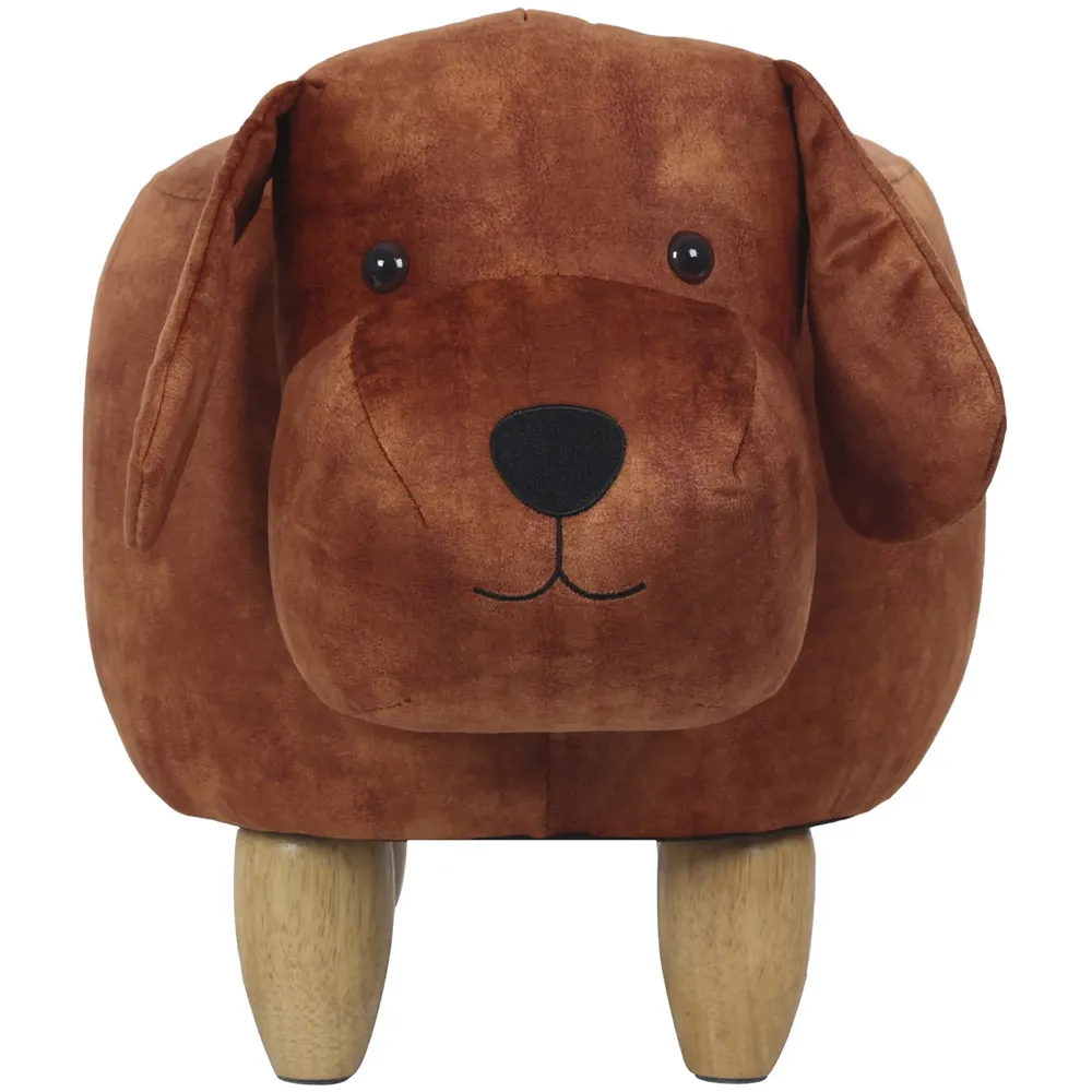 Upholstered Dog Ride-On Ottoman Footrest Stool with Vivid Adorable Animal Shape Padded Seat. (Kids and Adults, Dog)
