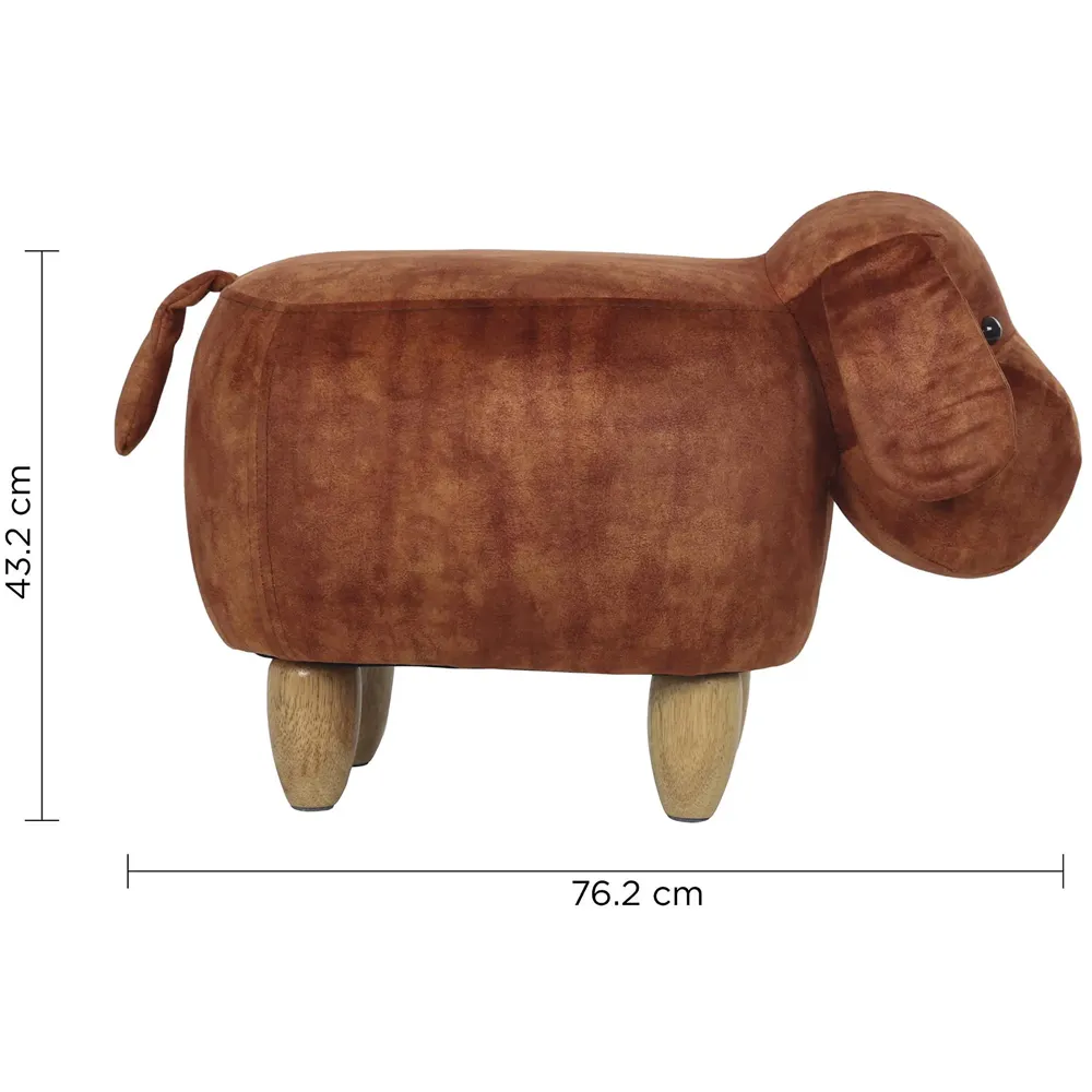 Upholstered Dog Ride-On Ottoman Footrest Stool with Vivid Adorable Animal Shape Padded Seat. (Kids and Adults, Dog)