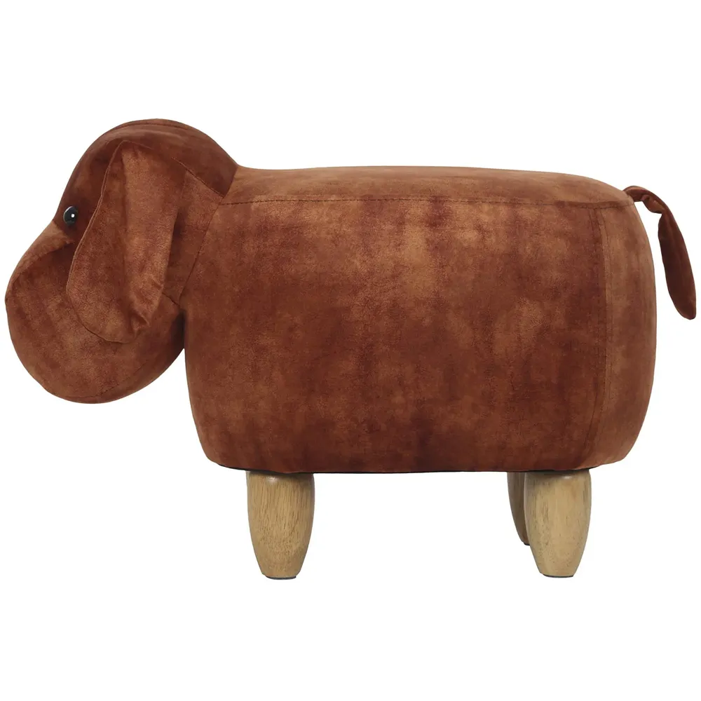Upholstered Dog Ride-On Ottoman Footrest Stool with Vivid Adorable Animal Shape Padded Seat. (Kids and Adults, Dog)