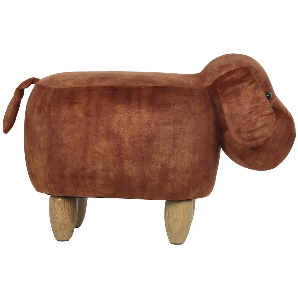 Upholstered Dog Ride-On Ottoman Footrest Stool with Vivid Adorable Animal Shape Padded Seat. (Kids and Adults, Dog)