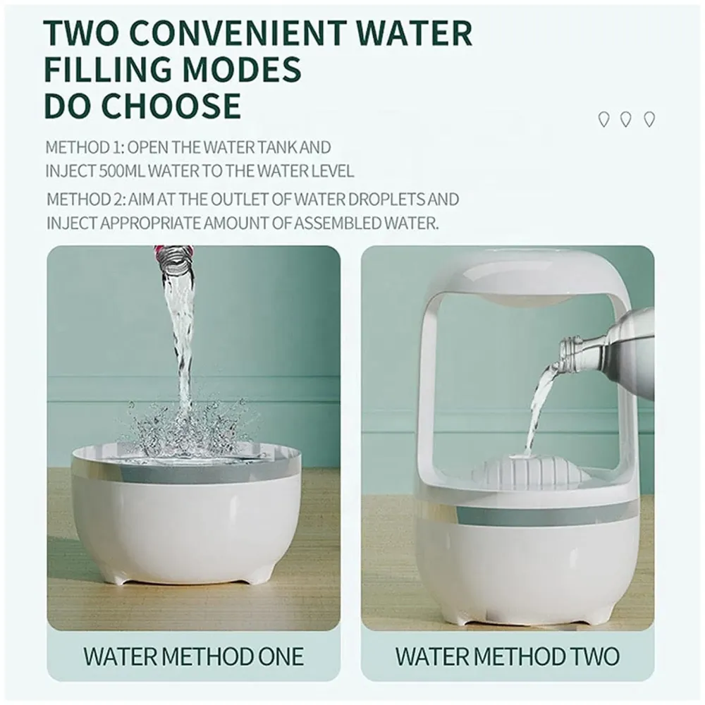 Anti-Gravity Humidifier Ultrasonic Cold Mist With Water Drop Spraying, Backflow Of Water Unique Lighting Design, Bedroom And Office Humidifier, Automatic Stop Function, White, 500 ML - 4