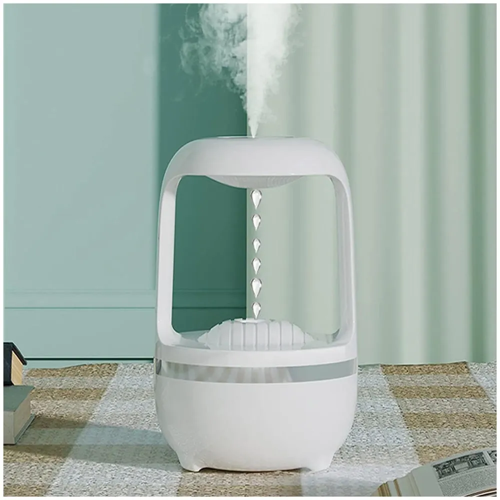 Anti-Gravity Humidifier Ultrasonic Cold Mist With Water Drop Spraying, Backflow Of Water Unique Lighting Design, Bedroom And Office Humidifier, Automatic Stop Function, White, 500 ML - 7