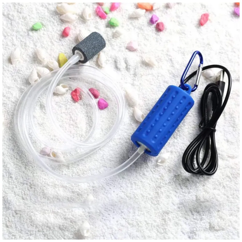 Aquarium Oxygen Pump - USB Air Pump - Quietest Portable Aquarium Air Pump - Air Stone and Hose Included - Low Power Usage