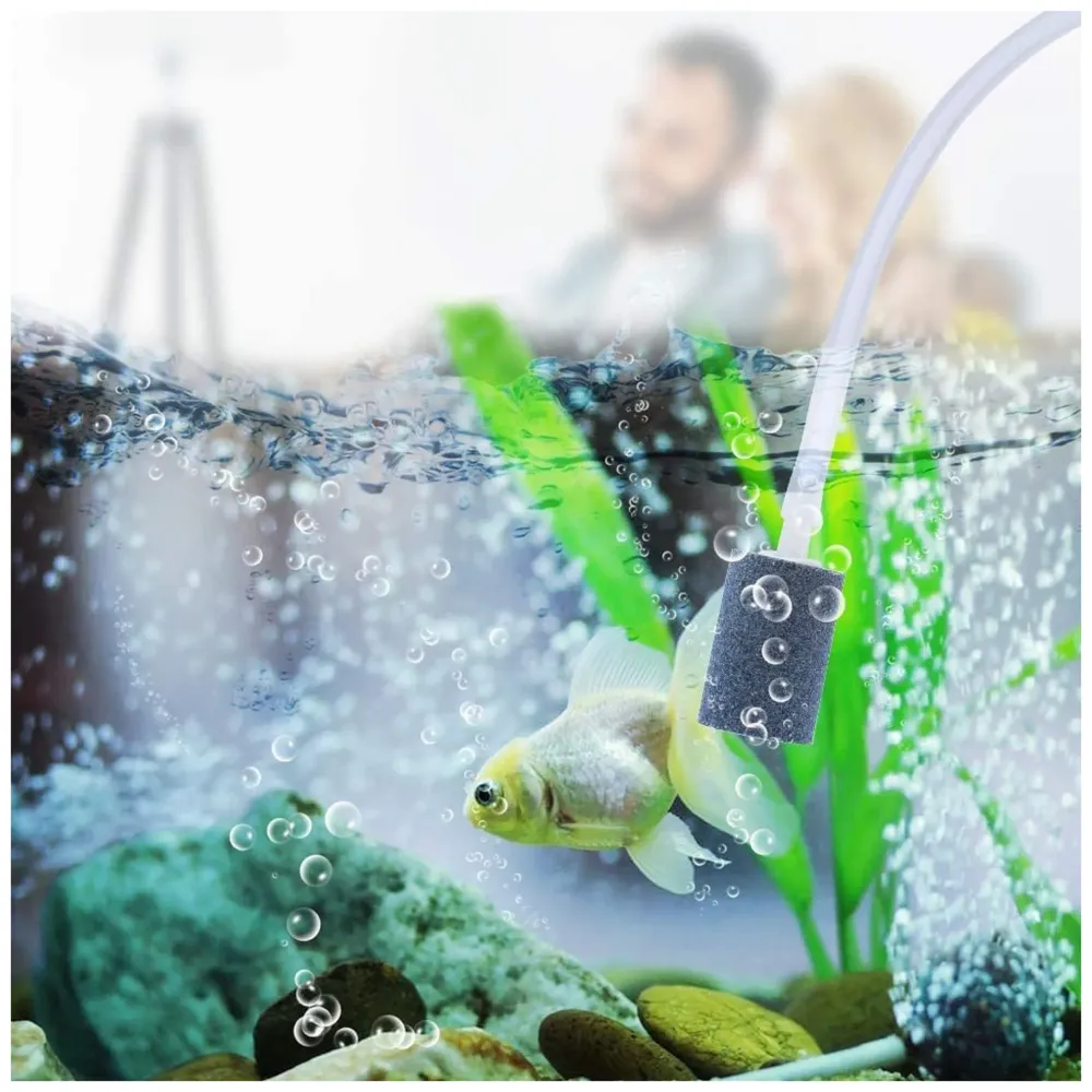 Aquarium Oxygen Pump - USB Air Pump - Quietest Portable Aquarium Air Pump - Air Stone and Hose Included - Low Power Usage - 6