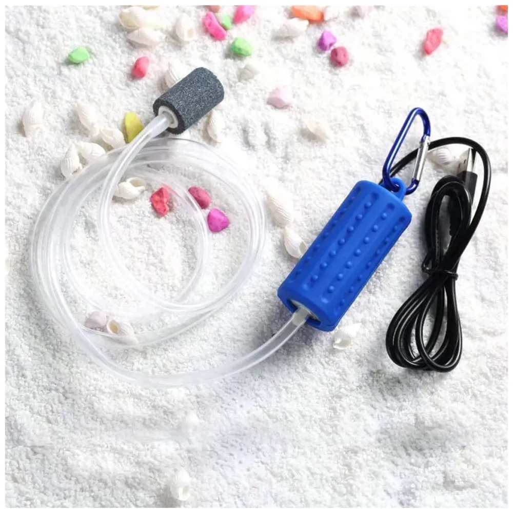 Aquarium Oxygen Pump - USB Air Pump - Quietest Portable Aquarium Air Pump - Air Stone and Hose Included - Low Power Usage