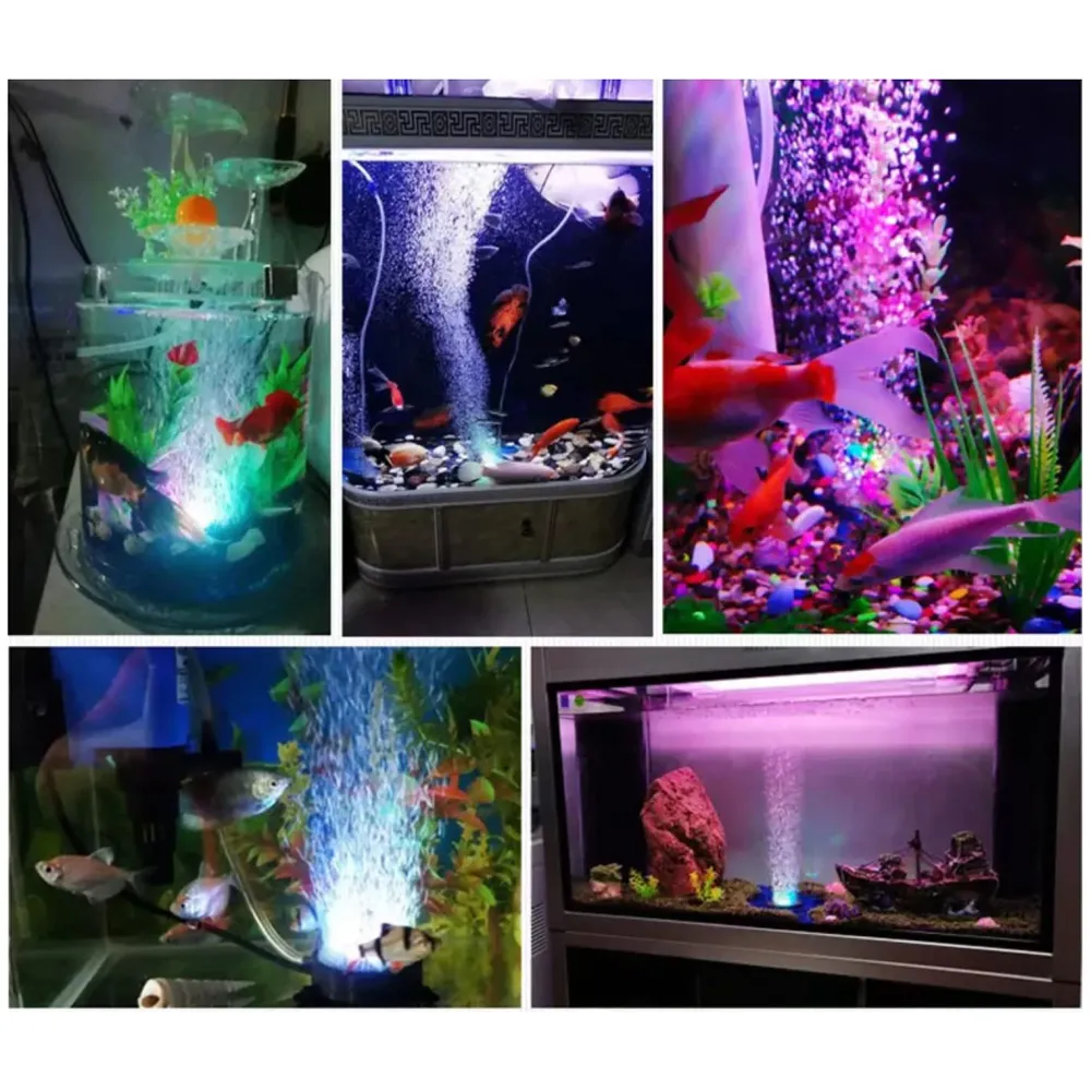 Aquarium Air Stone with Changing Light Colours LED Light for Fish Tanks and Aquariums, Waterproof Aquarium Bubble Lights with Remote Control (Bubble Pump and Wire Not Included) - 2
