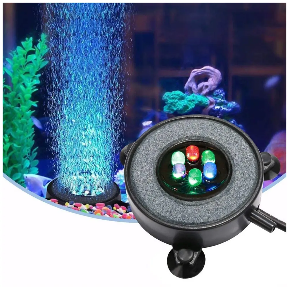 Aquarium Air Stone with Changing Light Colours LED Light for Fish Tanks and Aquariums, Waterproof Aquarium Bubble Lights with Remote Control (Bubble Pump and Wire Not Included)