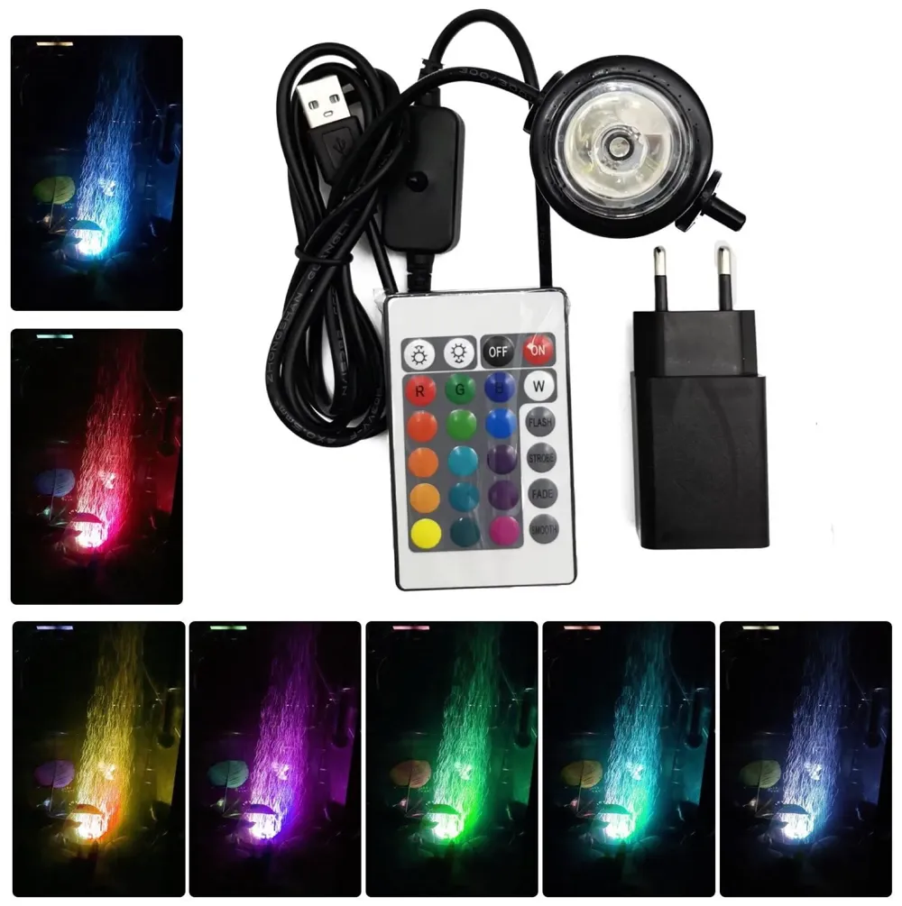 Aquarium Air Stone with Changing Light Colours LED Light for Fish Tanks and Aquariums, Waterproof Aquarium Bubble Lights with Remote Control (Bubble Pump and Wire Not Included)