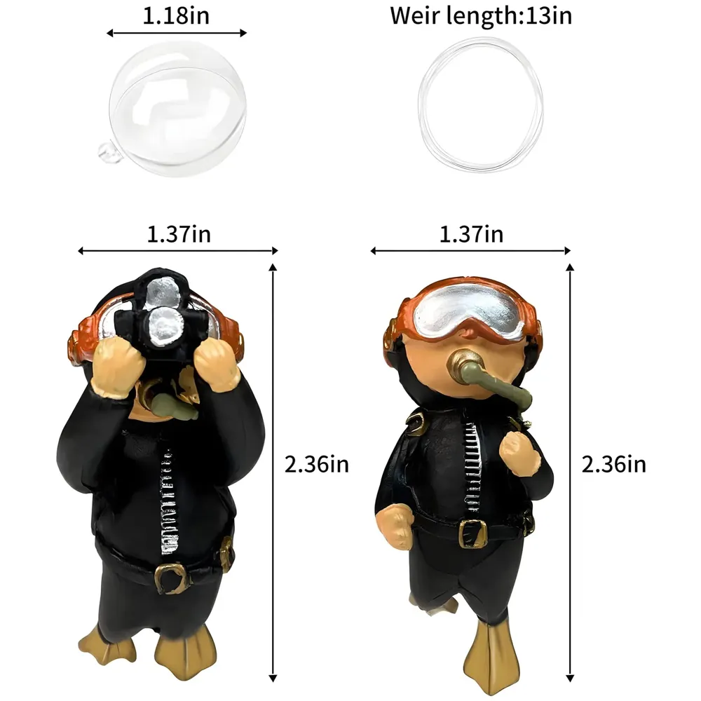 2pc Aquarium Diver Black Aquarium Floating Cute Resin Aquarium Accessories Decorative Items for Fish Aquarium, Floating on Water Aquarium, Fish Aquarium Decoration, 7 X 3 cm