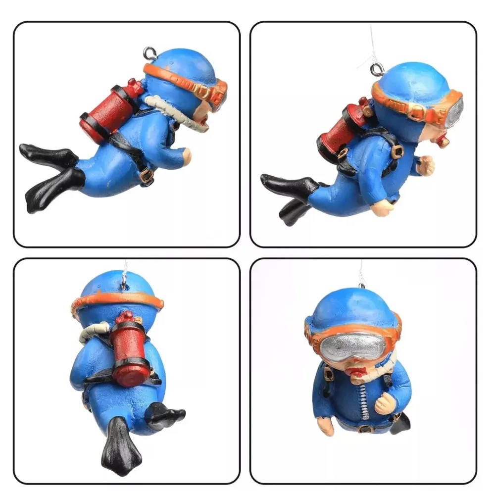 2pc Aquarium Diver Cartoon Aquarium Floating Cute Resin Aquarium Accessories Decorative Items for Fish Aquarium, Floating on Water Aquarium, Fish Aquarium Decoration, 7 X 3 cm - 6
