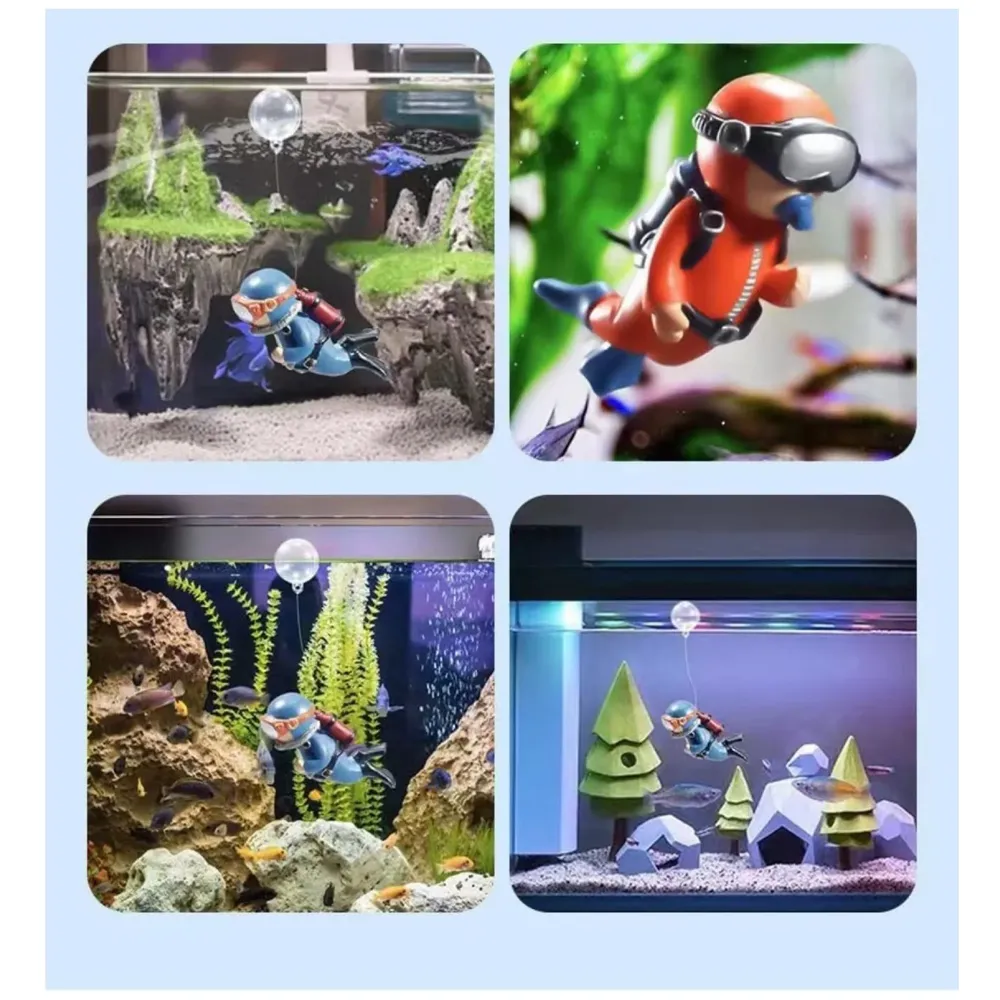 2pc Aquarium Diver Cartoon Aquarium Floating Cute Resin Aquarium Accessories Decorative Items for Fish Aquarium, Floating on Water Aquarium, Fish Aquarium Decoration, 7 X 3 cm - 8