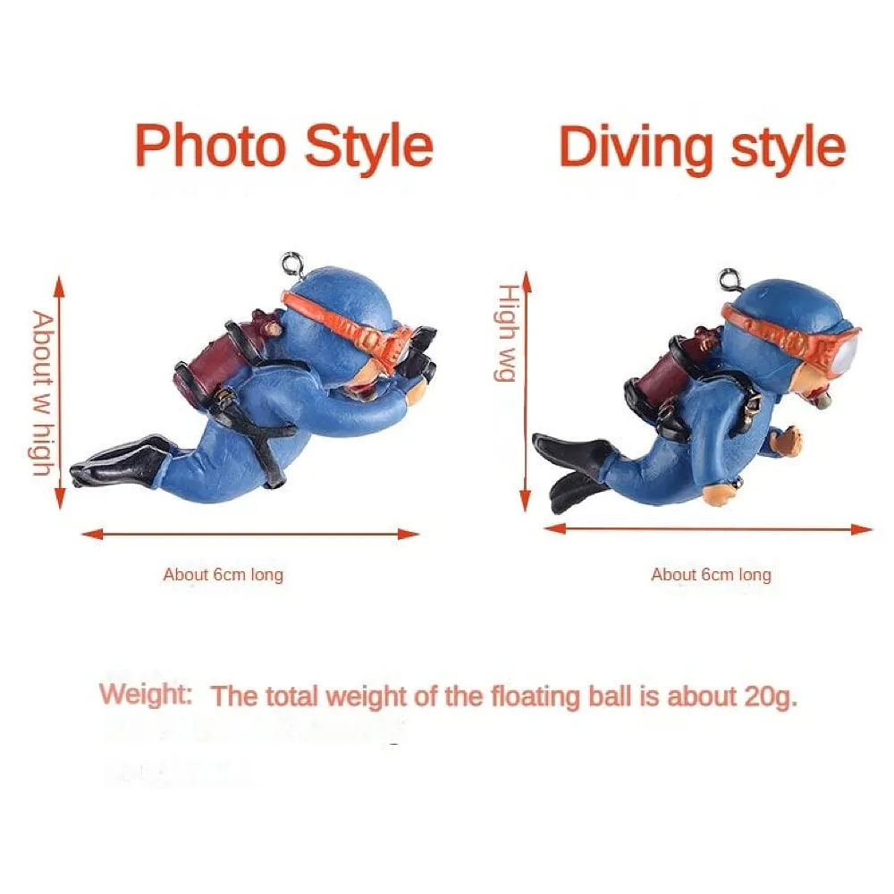 2pc Aquarium Diver Cartoon Aquarium Floating Cute Resin Aquarium Accessories Decorative Items for Fish Aquarium, Floating on Water Aquarium, Fish Aquarium Decoration, 7 X 3 cm Premium