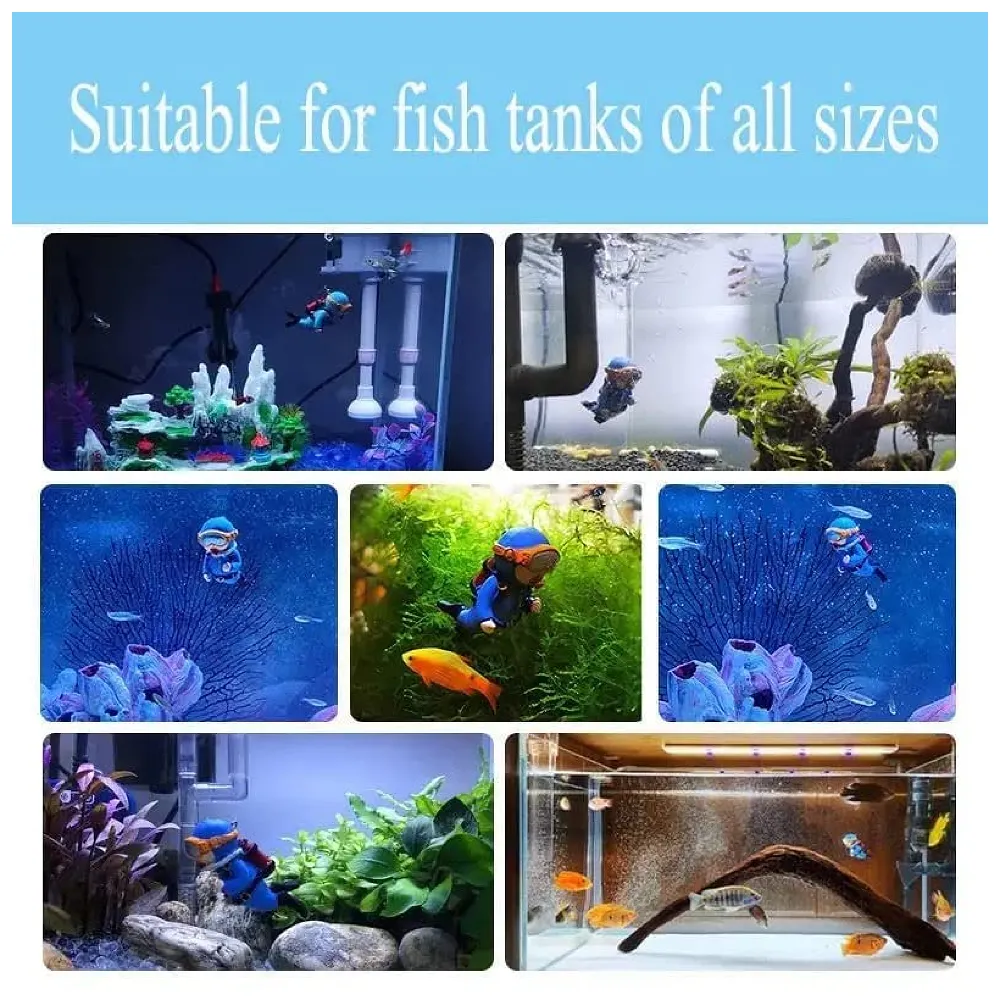 2pc Aquarium Diver Cartoon Aquarium Floating Cute Resin Aquarium Accessories Decorative Items for Fish Aquarium, Floating on Water Aquarium, Fish Aquarium Decoration, 7 X 3 cm Premium