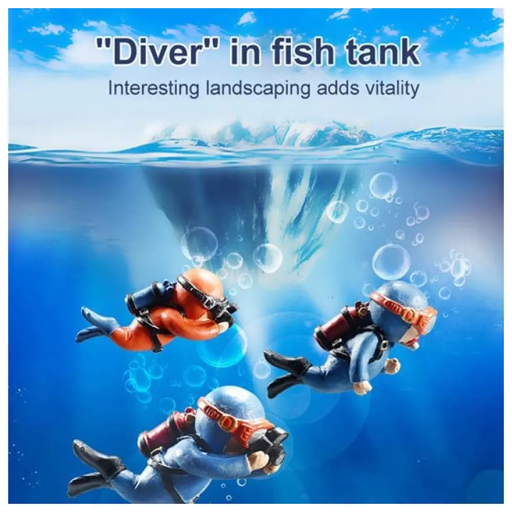 2pc Aquarium Diver Cartoon Aquarium Floating Cute Resin Aquarium Accessories Decorative Items for Fish Aquarium, Floating on Water Aquarium, Fish Aquarium Decoration, 7 X 3 cm Premium