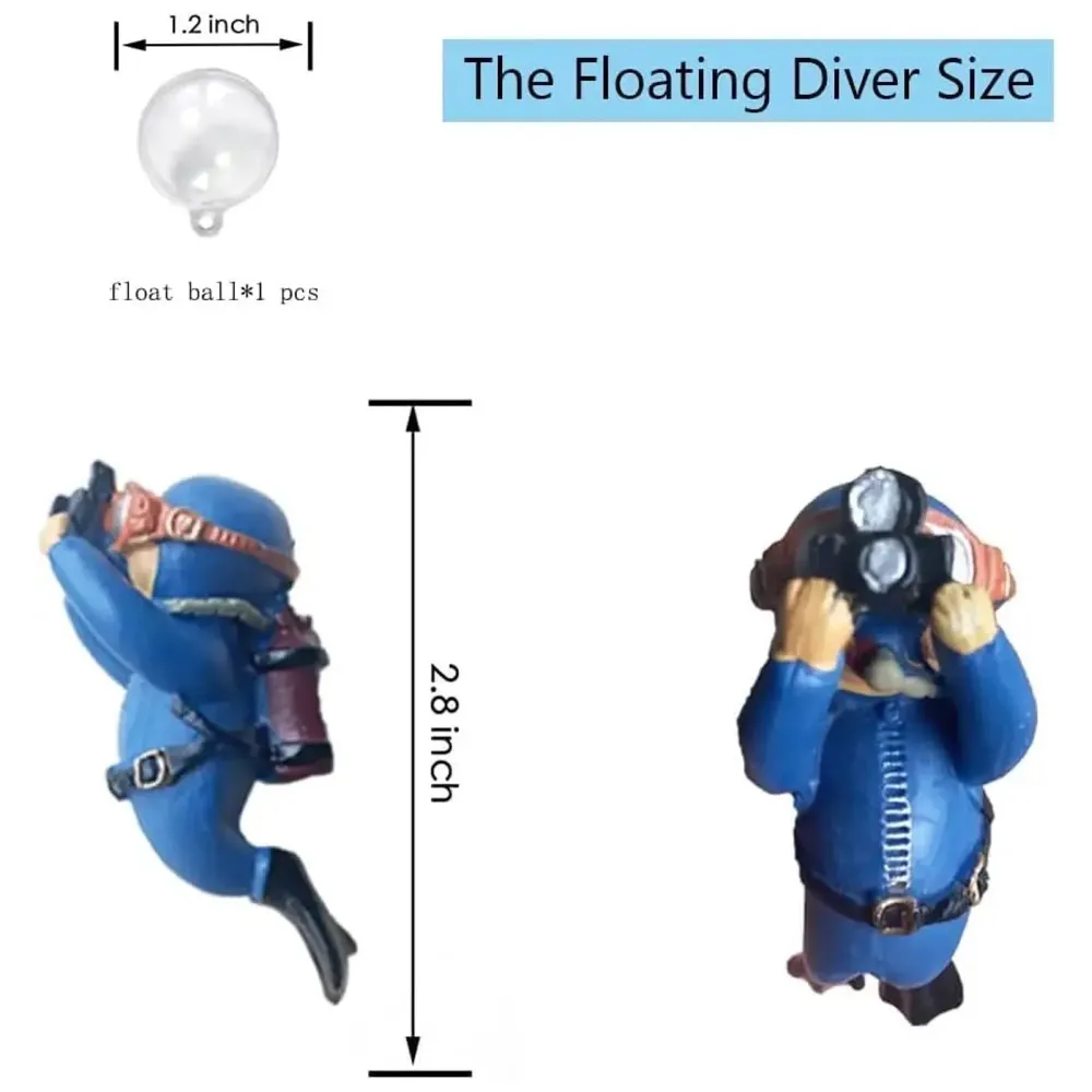 6 pcs Aquarium Diver Cartoon Aquarium Floating Cute Resin Aquarium Accessories Decorative Items for Fish Aquarium, Floating on Water, Fish Aquarium Decoration, 7 X 3 cm Blue Orange and Black - 5