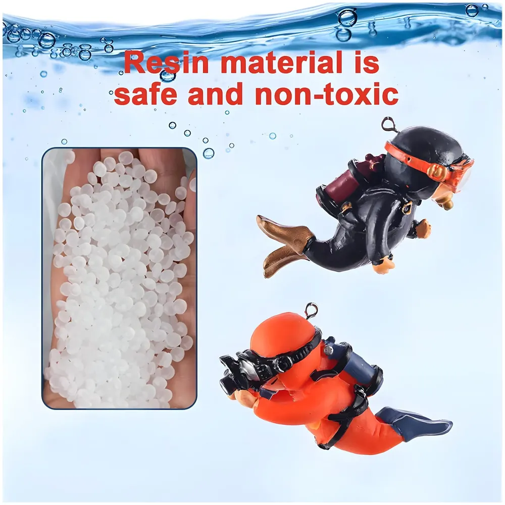 6 pcs Aquarium Diver Cartoon Aquarium Floating Cute Resin Aquarium Accessories Decorative Items for Fish Aquarium, Floating on Water, Fish Aquarium Decoration, 7 X 3 cm Blue Orange and Black - 6