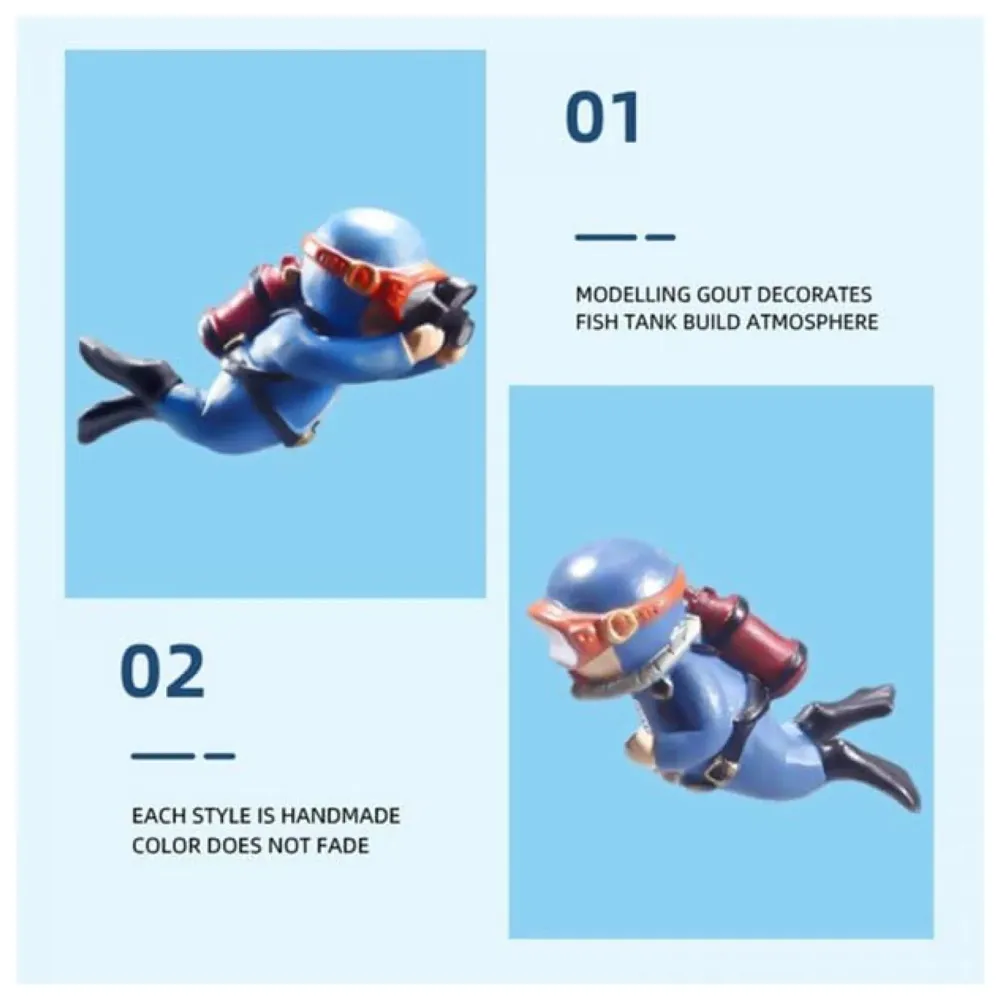 6 pcs Aquarium Diver Cartoon Aquarium Floating Cute Resin Aquarium Accessories Decorative Items for Fish Aquarium, Floating on Water, Fish Aquarium Decoration, 7 X 3 cm Blue Orange and Black - 7