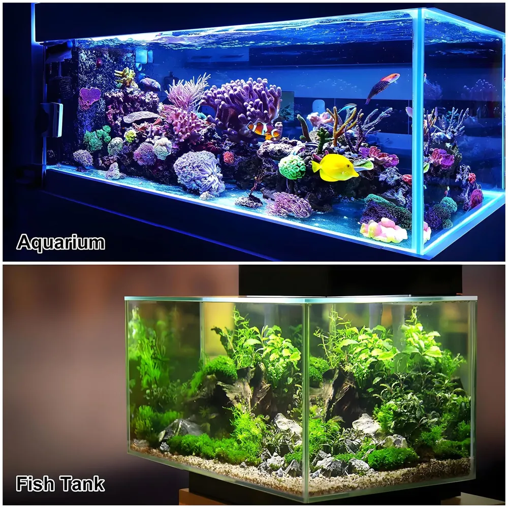 Fluorescent Glowing Effect Artificial Plants Flowers Aquarium Plant Decor Ornament Decoration for Fish Tank Landscape Size- 10 x10 x 6 CM - 6