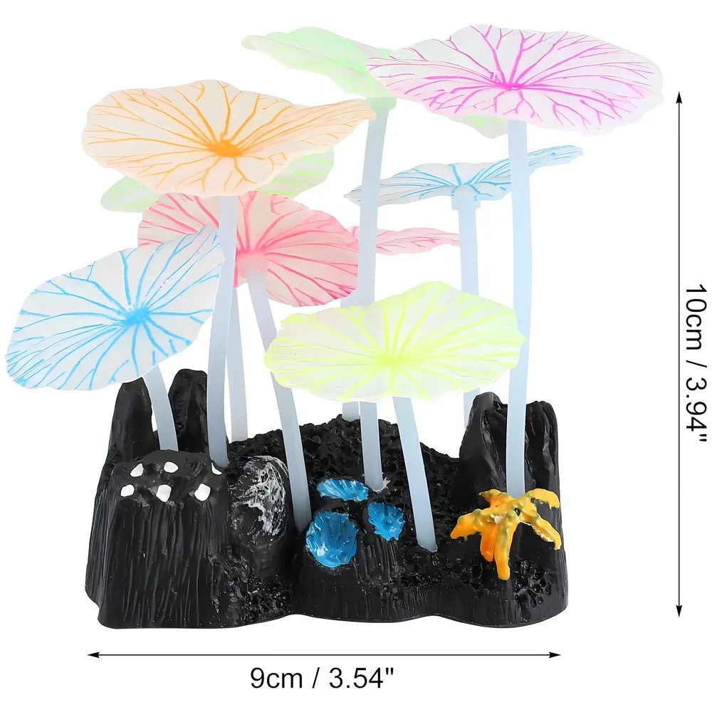 Fluorescent Glowing Effect Artificial Plants Flowers Aquarium Plant Decor Ornament Decoration for Fish Tank Landscape Size- 10 x10 x 6 CM