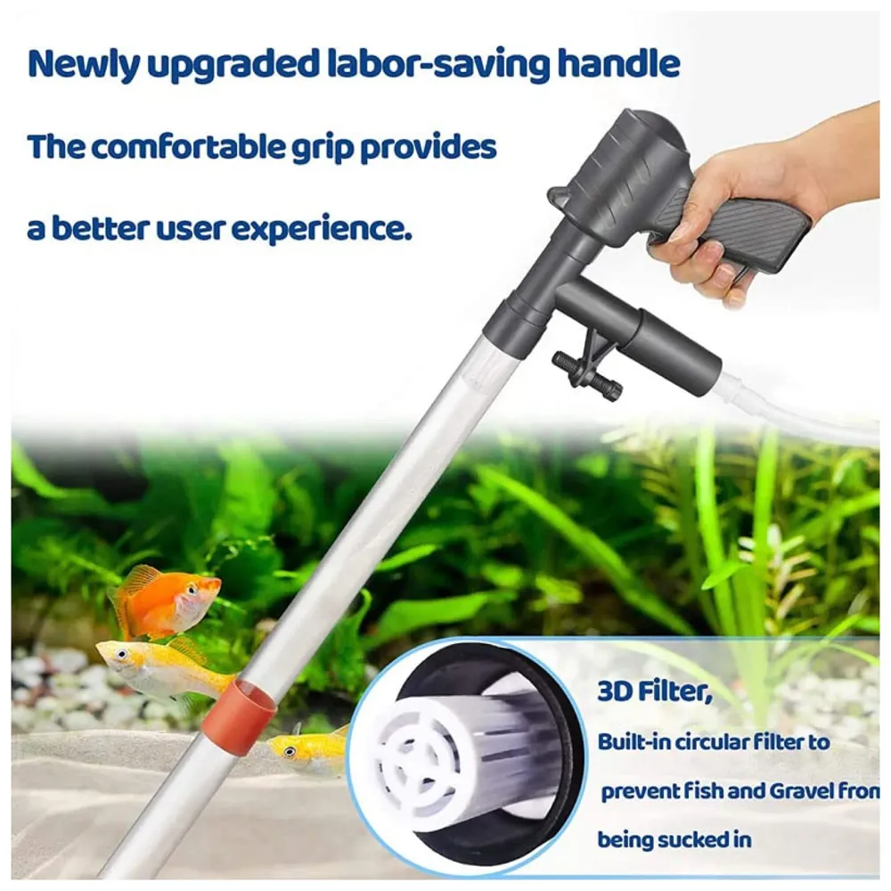 Aquarium Cleaner Fish Tank Siphon Pipe for Aquarium with Vacuum Gravel Removal System for Cleaning the Bottom of Fish Tanks and Aquariums.