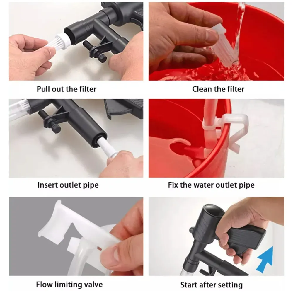 Aquarium Cleaner Fish Tank Siphon Pipe for Aquarium with Vacuum Gravel Removal System for Cleaning the Bottom of Fish Tanks and Aquariums.