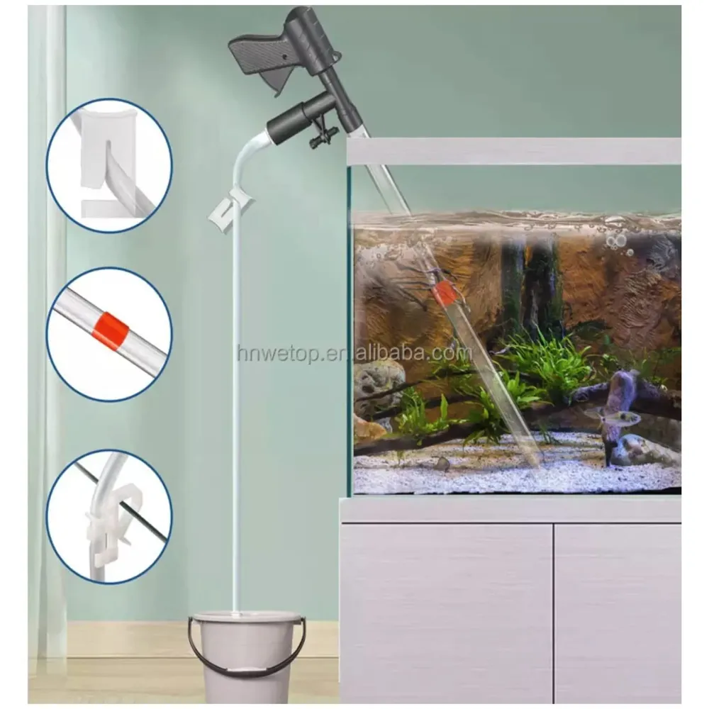 Aquarium Cleaner Fish Tank Siphon Pipe for Aquarium with Vacuum Gravel Removal System for Cleaning the Bottom of Fish Tanks and Aquariums.