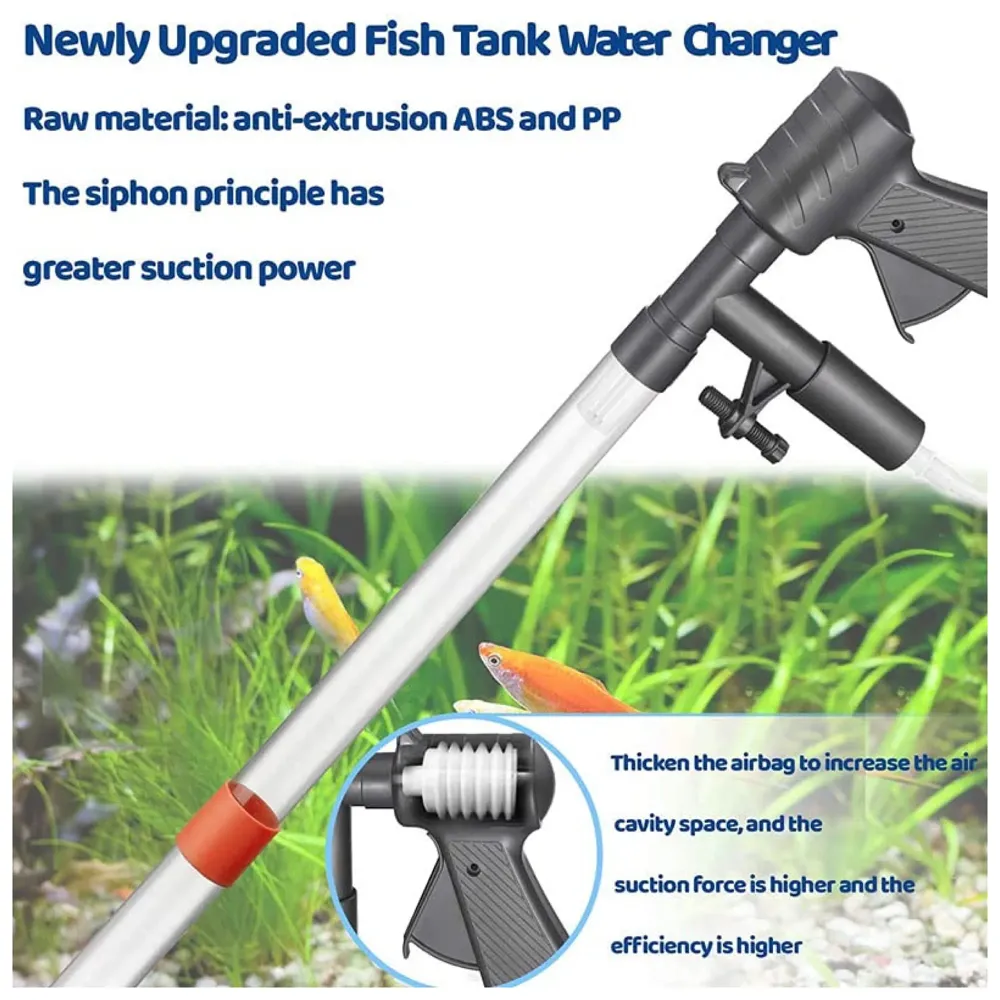 Aquarium Cleaner Fish Tank Siphon Pipe for Aquarium with Vacuum Gravel Removal System for Cleaning the Bottom of Fish Tanks and Aquariums.