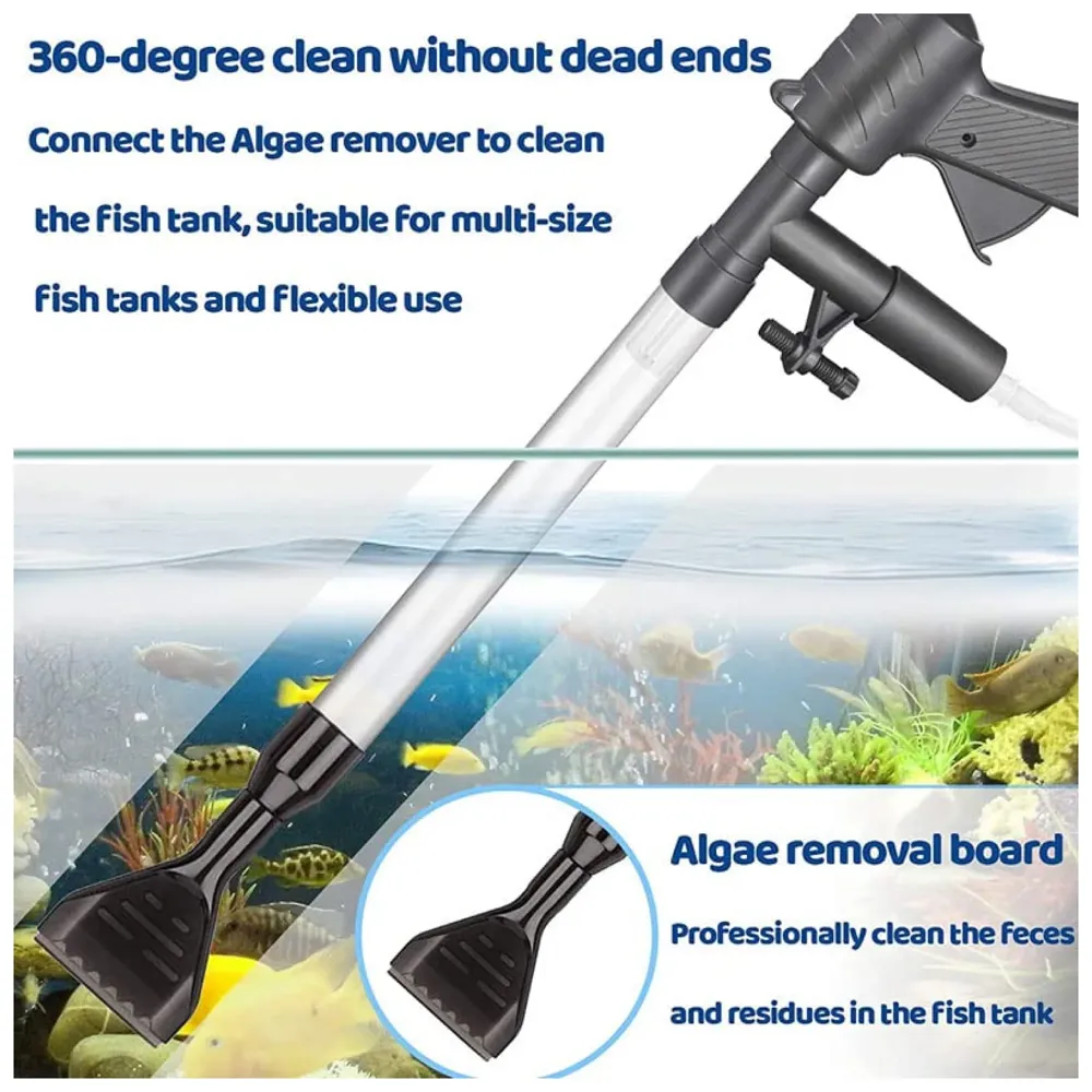 Aquarium Cleaner Fish Tank Siphon Pipe for Aquarium with Vacuum Gravel Removal System for Cleaning the Bottom of Fish Tanks and Aquariums.