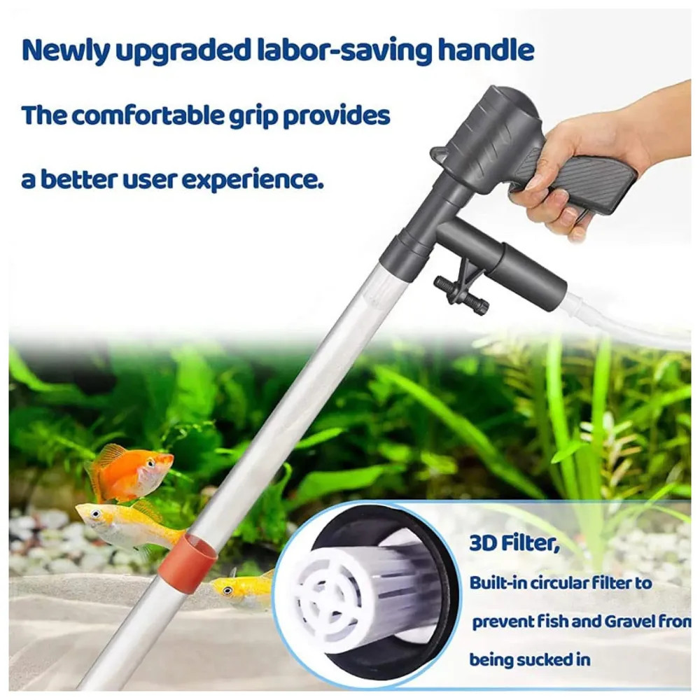 Aquarium Cleaner Fish Tank Siphon Pipe for Aquarium with Vacuum Gravel Removal System for Cleaning the Bottom of Fish Tanks and Aquariums.