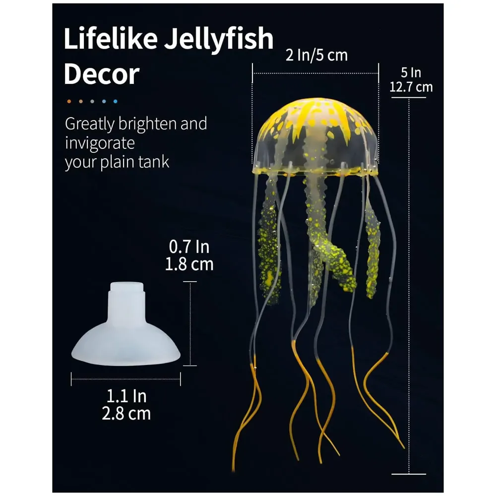 3 Pcs Fluorescence Glowing Aquarium Jellyfish Ornament Decoration for Aquarium Fish Tank Silicone Jellyfish Fish Tank Accessories for Aquariums with Floating jellyfishes