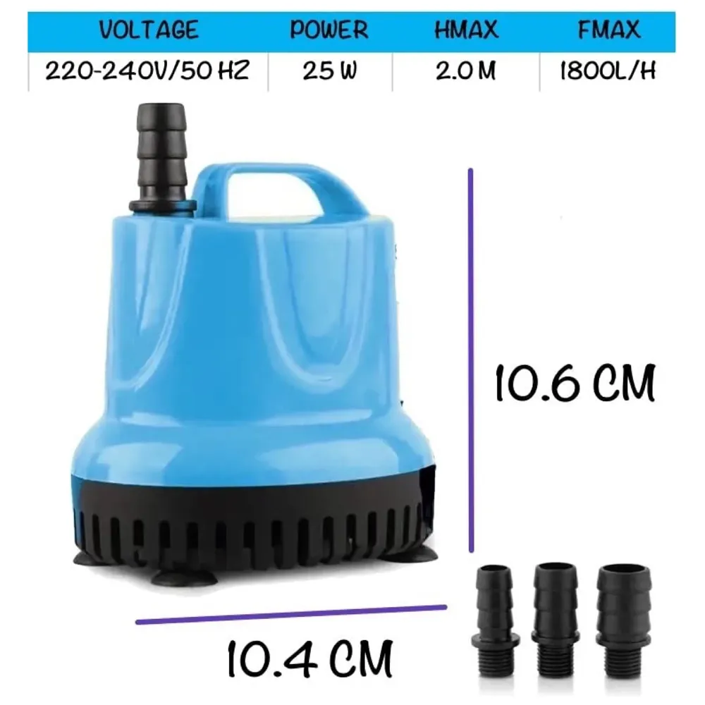 1200L/H 25W Submersible Water Fountain Pump for Aquariums Powerful Large Water Pump for Fountain, Suction Cup Bottom Water Circulation Pumps, Air Pump for Pond