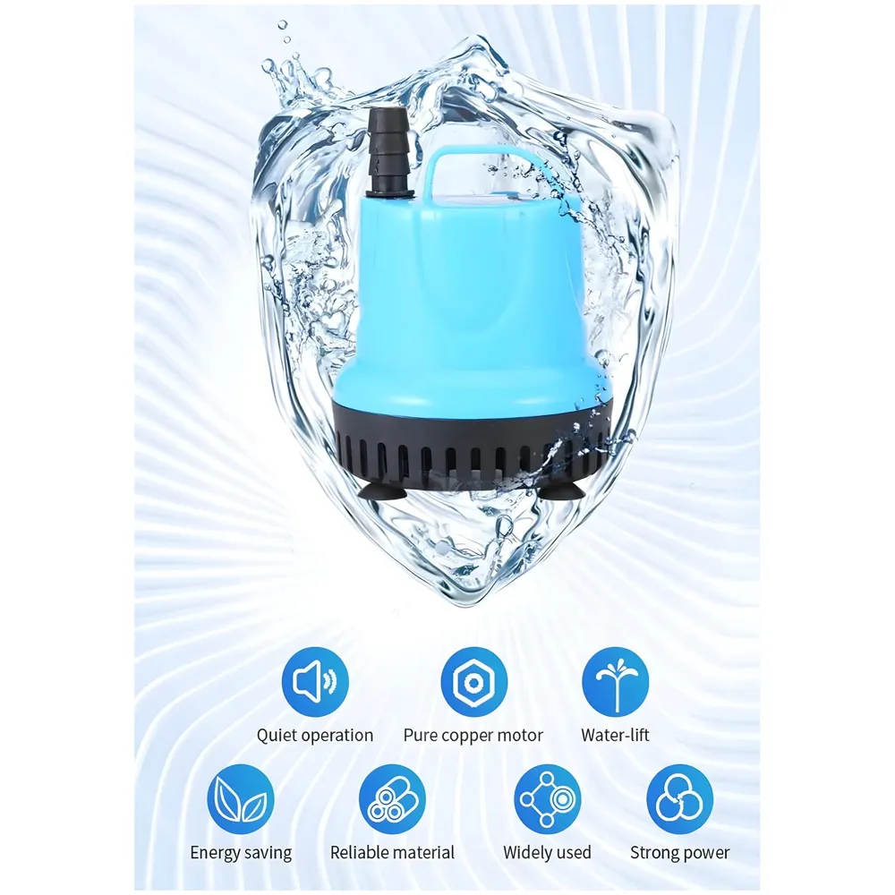 3500L/H 60W Submersible Water Fountain Pump For Aquariums Powerful Large Water Pump for Fountain, Suction Cup Bottom Water Circulation Pumps, Air Pump for Pond - 9
