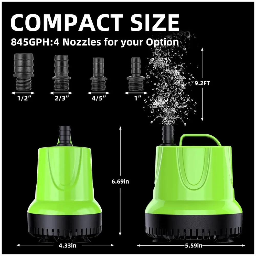 60W 840GPH Submersible Water Pump for Aquarium, Fish Tank, Hydroponics, Pond, Fountain - 3