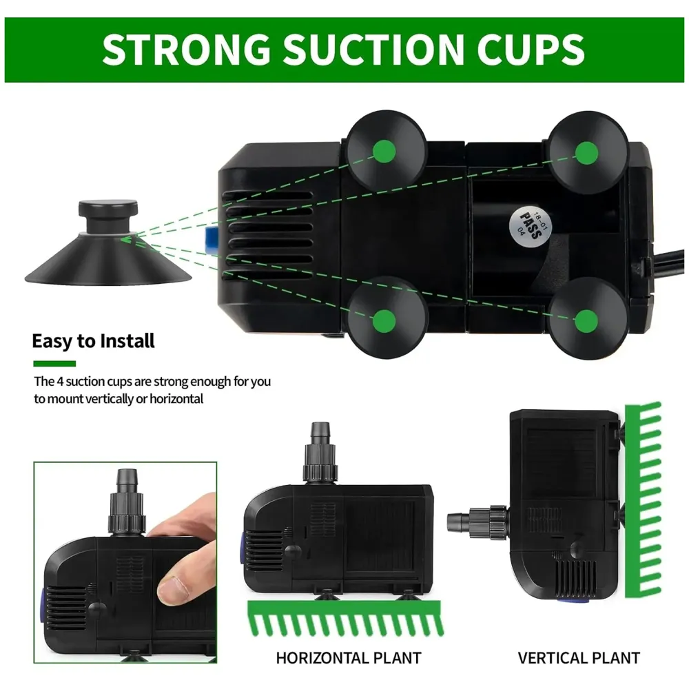 8W 160 GPH Small Submersible Pump for Aquarium Fish Tank, Pond Fountain, Hydroponic, aquapon - 5