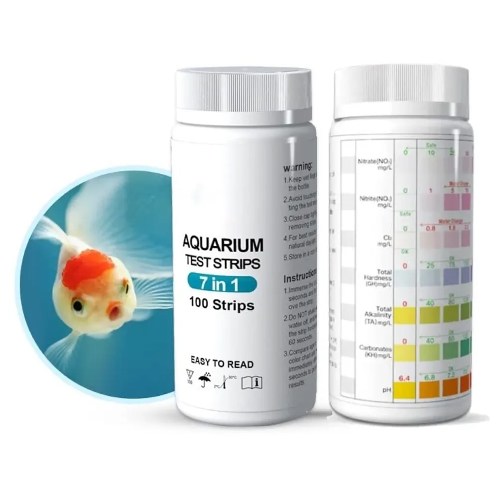 100 Strips 7 in 1 Aquarium Test Strips, Master Kit for Freshwater, Saltwater, Pond Test Strips for Fish Tank Testing pH, Alkalinity, Nitrite, Nitrate, Chlorine, Carbonate, Hardness