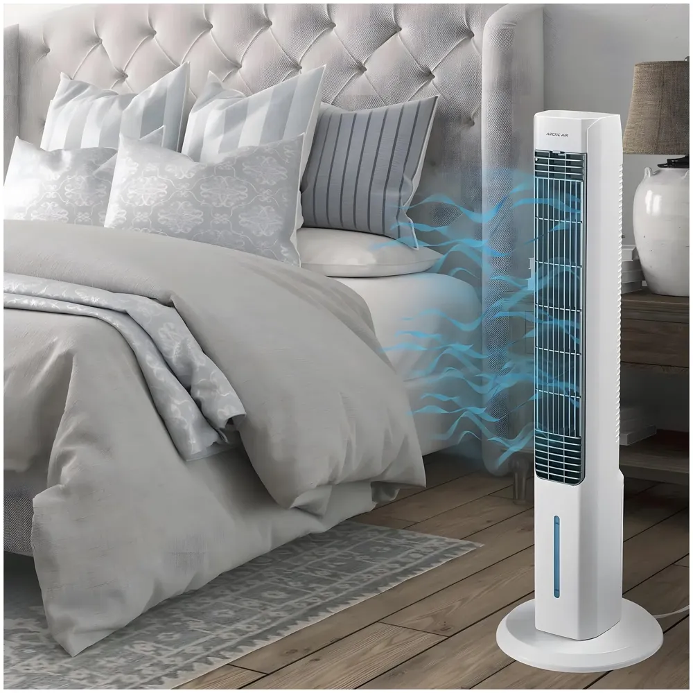 Tower Fan Air Cooler, 2.0 Evaporative, Large Area Room Cooling, 4 Speed Settings, Quiet Oscillation, Space-Saving, for Bedroom, Living Room, Office, 2.75 litres