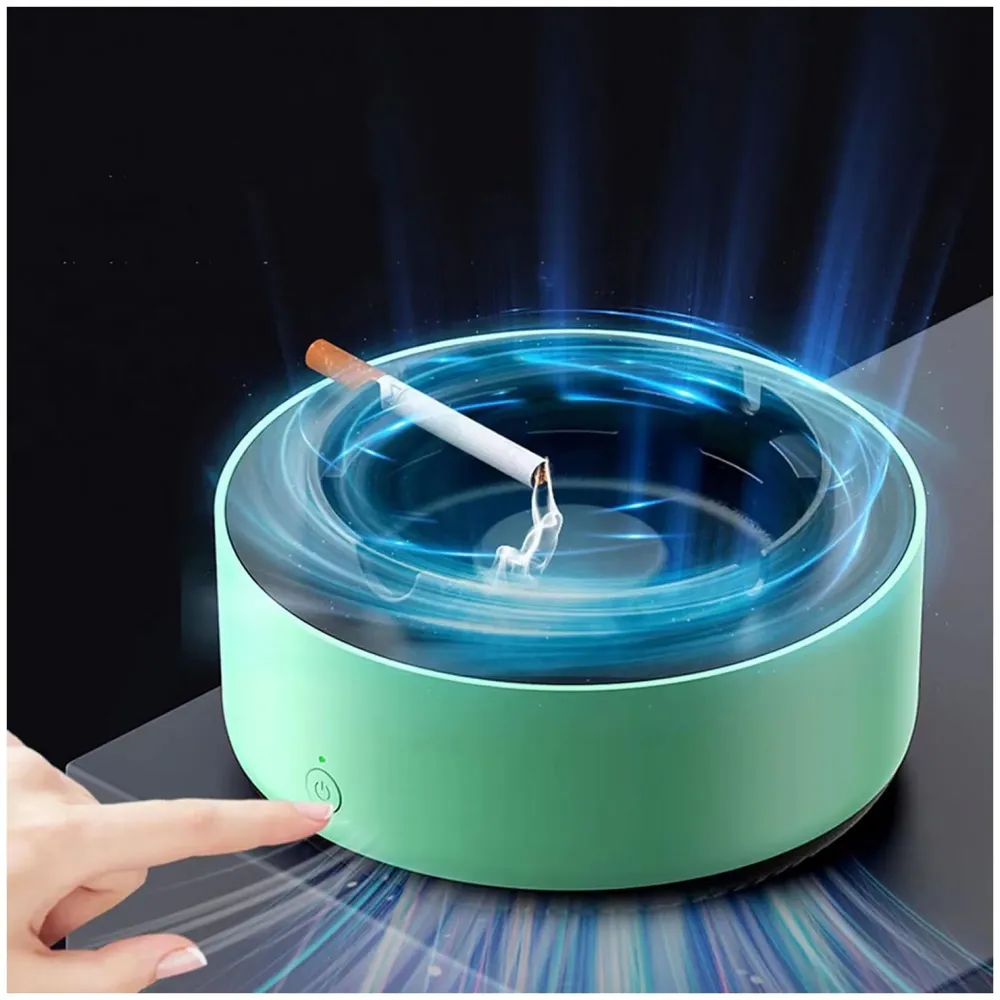 Smokeless Ashtray for Cigarettes Indoor, 2-in-1 With Air Purifier Multifunctional Smokeless Ashtray Home Ashtrays Portable Ash Tray Self Extinguishing for Cars Indoor Office