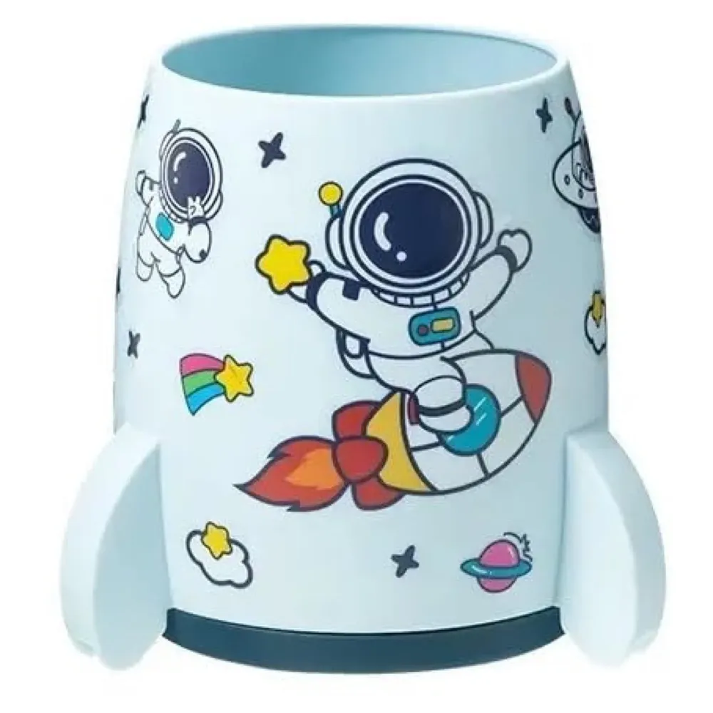 Astronaut Pen Holder Stationery Holder Cup Pencil Holder DIY Stickers Included (Blue)