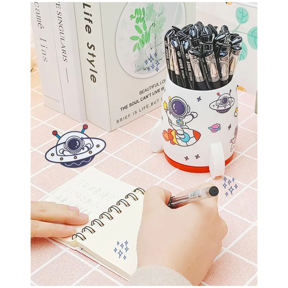 Astronaut Pen Holder Stationery Holder Cup Pencil Holder DIY Stickers Included (Blue) - 7