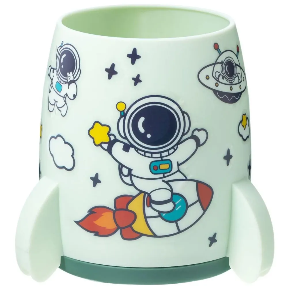 Astronaut Pen Holder Stationery Holder Cup Pencil Holder DIY Stickers Included (Green)